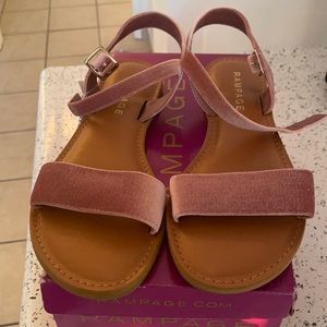 Pink velvet sandals
